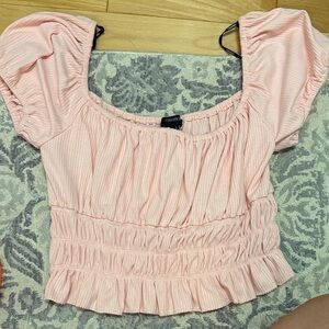 Forever 21 Blush Puff Sleeve Blouse